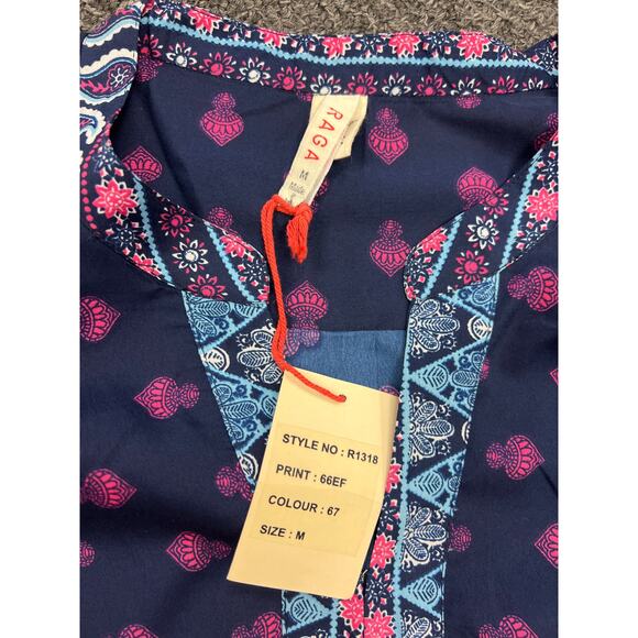 NWT Raga Womens Blue Printed Polyester V-Neck The Megan Tunic Dress Size M - Picture 5 of 11